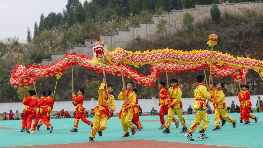 貴州玉屏:舞龍進校園