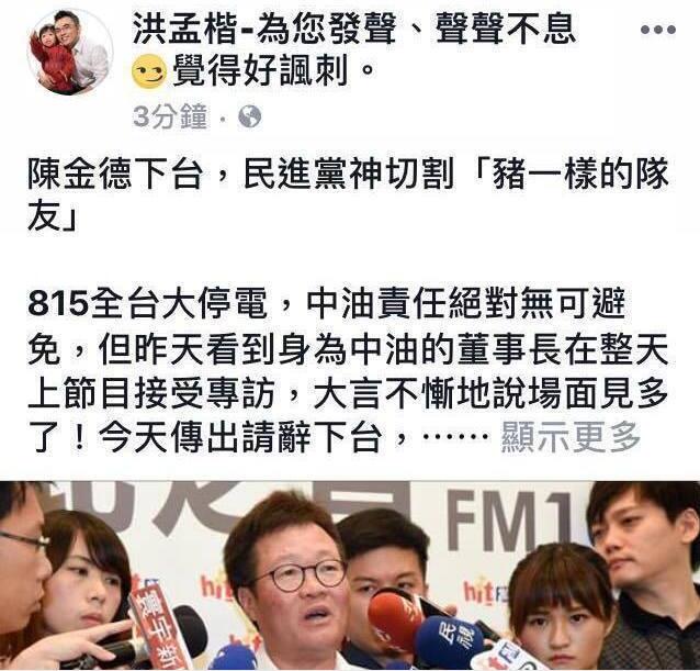 陳金德下臺被酸民進黨神切割“豬隊友” 陳金德下臺被酸民進黨神切割“豬隊友”