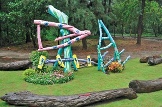 臺南漁光島帆船地標蚵殼制成(圖)