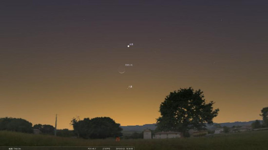 臺(tái)灣22日將能看到“雙星夾月”天文奇景(圖)