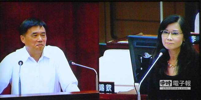 市議員秦慧珠(右)今天質詢郝龍斌(左)是否爭取2016選舉 市議員秦慧珠(右)今天質詢郝龍斌(左)是否爭取2016選舉